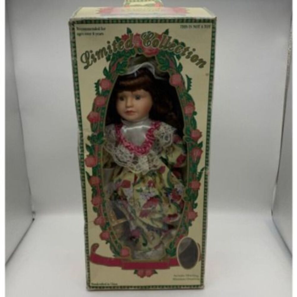Porcelain Doll w stand 16"